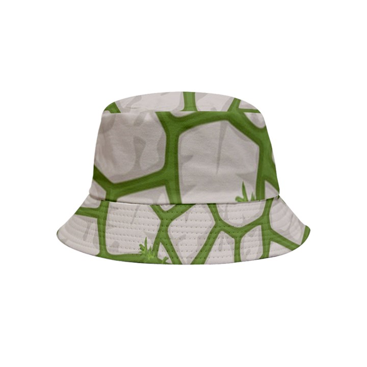 Cartoon-gray-stone-seamless-background-texture-pattern Green Bucket Hat (Kids)