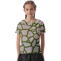 Cartoon-gray-stone-seamless-background-texture-pattern Green Kids  Frill Chiffon Blouse by uniart180623