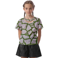 Cartoon-gray-stone-seamless-background-texture-pattern Green Kids  Front Cut Tee by uniart180623