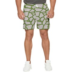 Cartoon-gray-stone-seamless-background-texture-pattern Green Men s Runner Shorts by uniart180623