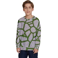 Cartoon-gray-stone-seamless-background-texture-pattern Green Kids  Long Sleeve Jersey by uniart180623