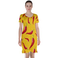 Chili-vegetable-pattern-background Short Sleeve Nightdress by uniart180623