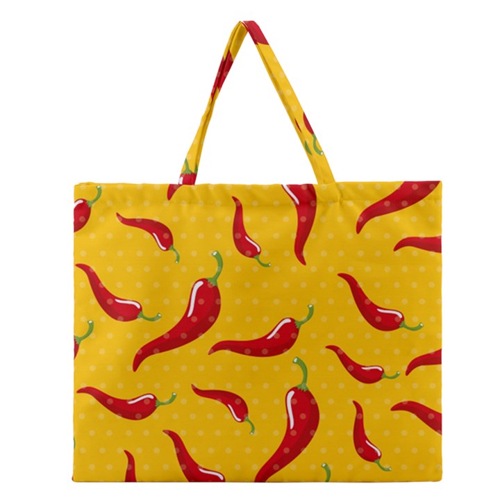 Chili-vegetable-pattern-background Zipper Large Tote Bag