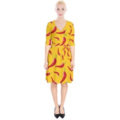 Chili-vegetable-pattern-background Wrap Up Cocktail Dress by uniart180623