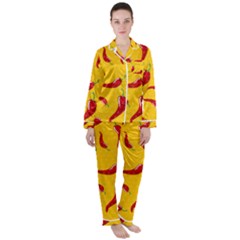 Chili-vegetable-pattern-background Women s Long Sleeve Satin Pajamas Set	 by uniart180623