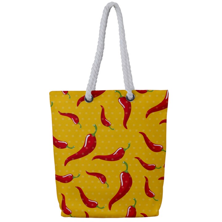 Chili-vegetable-pattern-background Full Print Rope Handle Tote (Small)