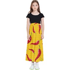 Chili-vegetable-pattern-background Kids  Flared Maxi Skirt by uniart180623