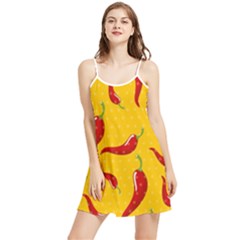 Chili-vegetable-pattern-background Summer Frill Dress by uniart180623