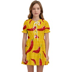 Chili-vegetable-pattern-background Kids  Sweet Collar Dress by uniart180623