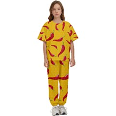 Chili-vegetable-pattern-background Kids  Tee And Pants Sports Set by uniart180623