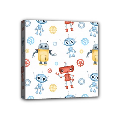 Cute-cartoon-robots-seamless-pattern Mini Canvas 4  X 4  (stretched) by uniart180623