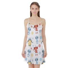 Cute-cartoon-robots-seamless-pattern Satin Night Slip by uniart180623