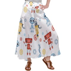 Cute-cartoon-robots-seamless-pattern Women s Satin Palazzo Pants by uniart180623