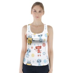 Cute-cartoon-robots-seamless-pattern Racer Back Sports Top by uniart180623