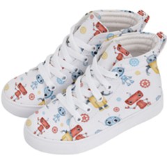 Cute-cartoon-robots-seamless-pattern Kids  Hi-top Skate Sneakers by uniart180623