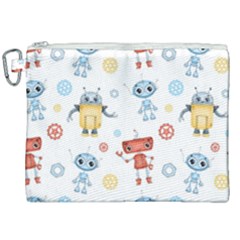 Cute-cartoon-robots-seamless-pattern Canvas Cosmetic Bag (xxl) by uniart180623