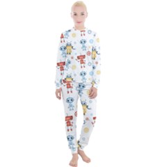 Cute-cartoon-robots-seamless-pattern Women s Lounge Set by uniart180623