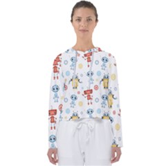 Cute-cartoon-robots-seamless-pattern Women s Slouchy Sweat by uniart180623