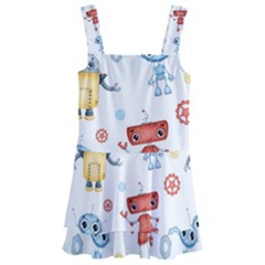 Cute-cartoon-robots-seamless-pattern Kids  Layered Skirt Swimsuit by uniart180623