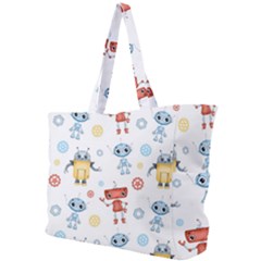 Cute-cartoon-robots-seamless-pattern Simple Shoulder Bag by uniart180623