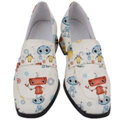 Cute-cartoon-robots-seamless-pattern Women s Chunky Heel Loafers by uniart180623