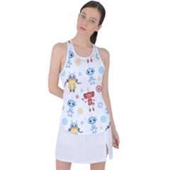 Cute-cartoon-robots-seamless-pattern Racer Back Mesh Tank Top by uniart180623