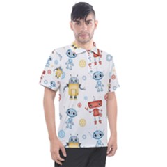 Cute-cartoon-robots-seamless-pattern Men s Polo Tee by uniart180623