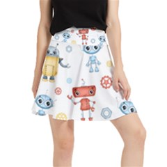 Cute-cartoon-robots-seamless-pattern Waistband Skirt by uniart180623