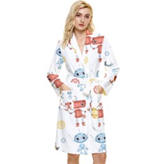 Cute-cartoon-robots-seamless-pattern Long Sleeve Velvet Robe by uniart180623