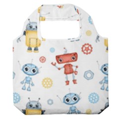 Cute-cartoon-robots-seamless-pattern Premium Foldable Grocery Recycle Bag by uniart180623