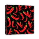 Seamless-vector-pattern-hot-red-chili-papper-black-background Mini Canvas 6  x 6  (Stretched) View1