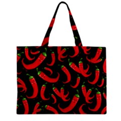 Seamless-vector-pattern-hot-red-chili-papper-black-background Zipper Mini Tote Bag by uniart180623