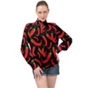 Seamless-vector-pattern-hot-red-chili-papper-black-background High Neck Long Sleeve Chiffon Top View1