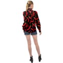 Seamless-vector-pattern-hot-red-chili-papper-black-background High Neck Long Sleeve Chiffon Top View2