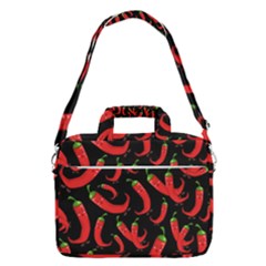 Seamless-vector-pattern-hot-red-chili-papper-black-background Macbook Pro 16  Shoulder Laptop Bag