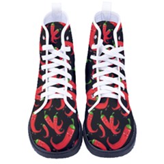 Seamless-vector-pattern-hot-red-chili-papper-black-background Men s High-top Canvas Sneakers