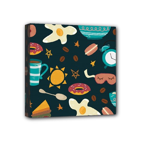 Seamless-pattern-with-breakfast-symbols-morning-coffee Mini Canvas 4  X 4  (stretched) by uniart180623