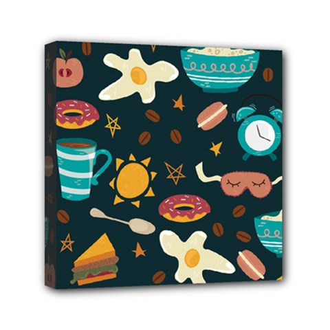 Seamless-pattern-with-breakfast-symbols-morning-coffee Mini Canvas 6  X 6  (stretched) by uniart180623