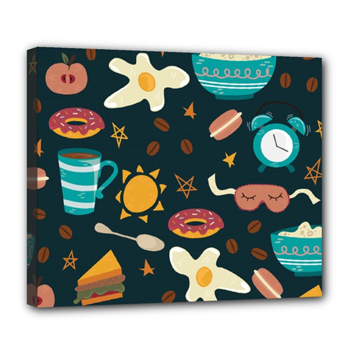 Seamless-pattern-with-breakfast-symbols-morning-coffee Deluxe Canvas 24  x 20  (Stretched)