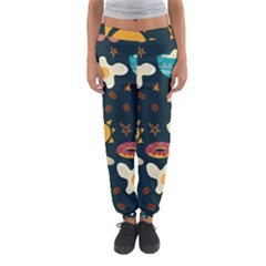 Seamless-pattern-with-breakfast-symbols-morning-coffee Women s Jogger Sweatpants by uniart180623