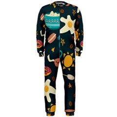 Seamless-pattern-with-breakfast-symbols-morning-coffee Onepiece Jumpsuit (men) by uniart180623