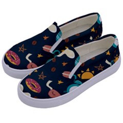 Seamless-pattern-with-breakfast-symbols-morning-coffee Kids  Canvas Slip Ons by uniart180623