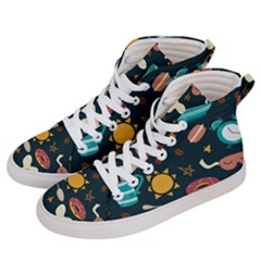 Seamless-pattern-with-breakfast-symbols-morning-coffee Men s Hi-top Skate Sneakers by uniart180623