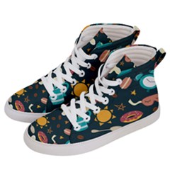 Seamless-pattern-with-breakfast-symbols-morning-coffee Women s Hi-top Skate Sneakers by uniart180623