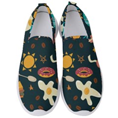 Seamless-pattern-with-breakfast-symbols-morning-coffee Men s Slip On Sneakers by uniart180623