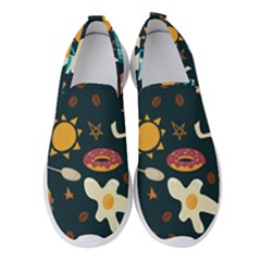 Seamless-pattern-with-breakfast-symbols-morning-coffee Women s Slip On Sneakers by uniart180623