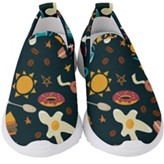 Seamless-pattern-with-breakfast-symbols-morning-coffee Kids  Slip On Sneakers by uniart180623