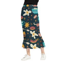 Seamless-pattern-with-breakfast-symbols-morning-coffee Maxi Fishtail Chiffon Skirt by uniart180623