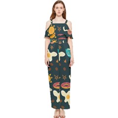 Seamless-pattern-with-breakfast-symbols-morning-coffee Draped Sleeveless Chiffon Jumpsuit by uniart180623