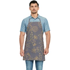 Seamless-pattern-gold-floral-ornament-dark-background-fashionable-textures-golden-luster Kitchen Apron by uniart180623